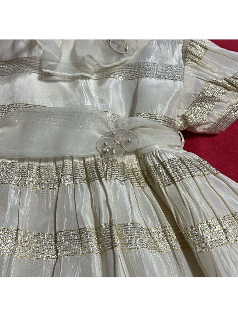 SYLVIA WHYTE for Neiman-Marcus 2T special occasion dress. Ivory, gold and silver - Picture 6 of 10